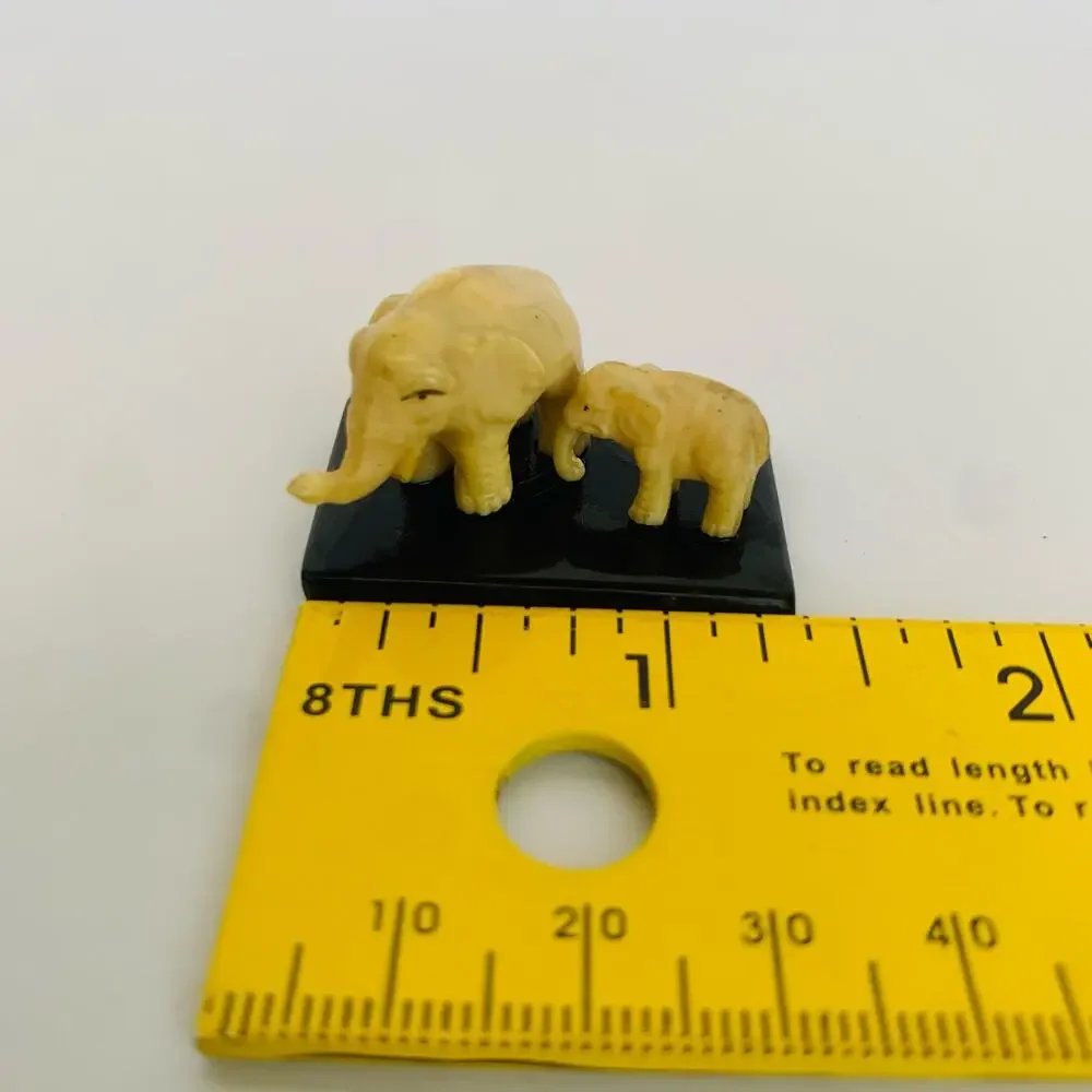 Vintage Miniature Elephants Mom & Baby Celluloid French Ivory Figurines